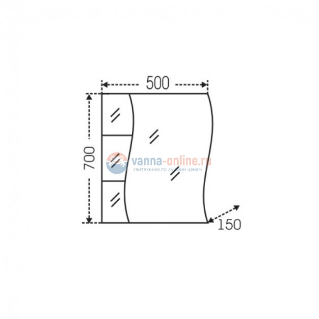 Зеркальный шкаф СаНта Волна 50 левый