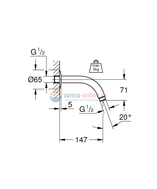 Душевой кронштейн настенный Grohe Relexa, 28541000, 14,7 см Душевой кронштейн настенный Grohe Relexa, 28541000, 14,7 см