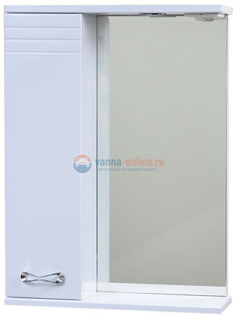 Зеркальный шкаф Emmy Рио 55 см, rio55mir1, с подсветкой, белый, левый/правый