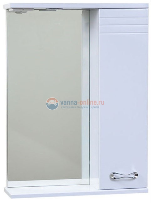 Зеркальный шкаф Emmy Рио 55 см, rio55mir1, с подсветкой, белый, левый/правый