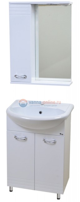 Зеркальный шкаф Emmy Рио 55 см, rio55mir1, с подсветкой, белый, левый/правый