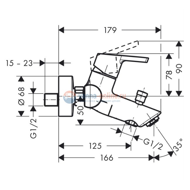 Смеситель Hansgrohe Status 2 14184000 для ванны и душа Смеситель Hansgrohe Status 2 14184000 для ванны и душа