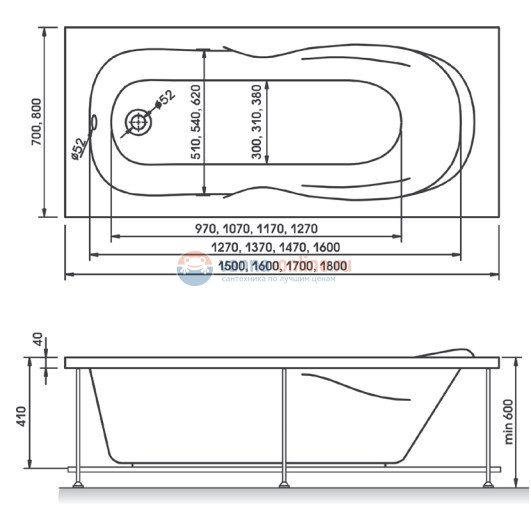 Акриловая ванна Relisan Neonika 170 х 70 см