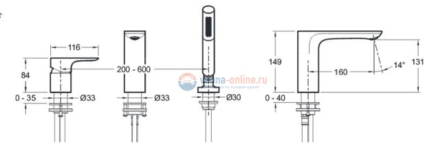 Смеситель Jacob Delafon Aleo для ванны и душа, хром E72292-CP Смеситель Jacob Delafon Aleo для ванны и душа, хром E72292-CP