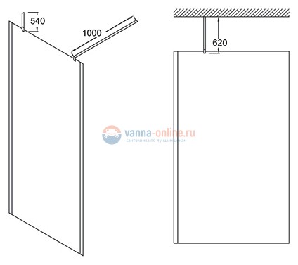 Душевое ограждение Jacob Delafon Contra E22WP90-GA 90 см