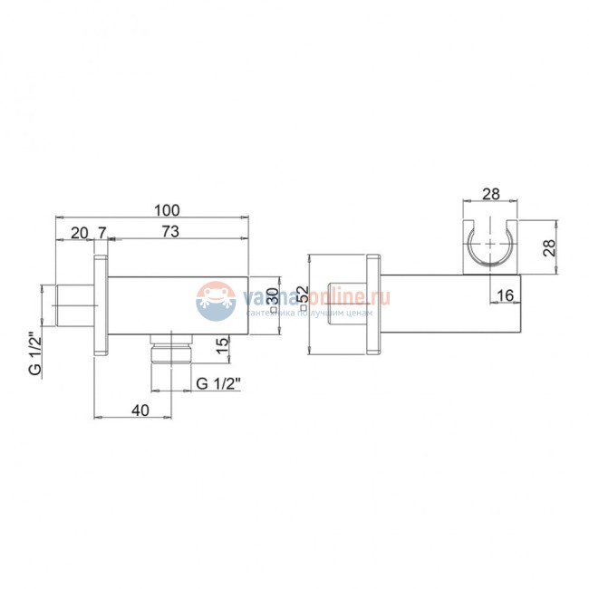 Вывод для воды Paini квадратный