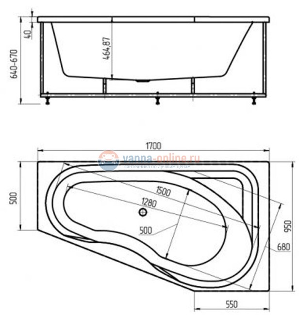 Акриловая ванна Акватек Медея 170х95 см, левая/правая Акриловая ванна Акватек Медея 170х95 см, левая/правая