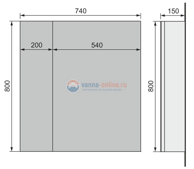 Зеркальный шкаф Raval Quadro/Fest Qua.03.75/W, 75 см