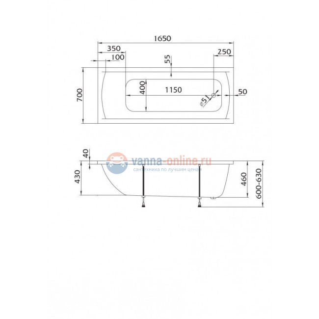 Ванна акриловая Vayer Milana 165x70 Ванна акриловая Vayer Milana 165x70
