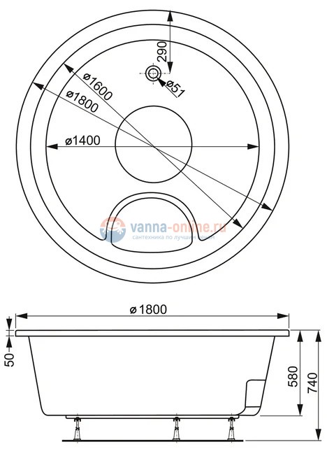 Акриловая ванна Vagnerplast Rondo 180 x 180 см