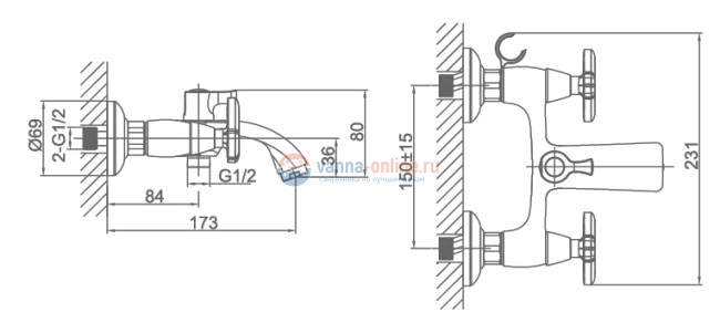 Смеситель D&K Hessen Goethe DA1383241 для ванны и душа Смеситель D&K Hessen Goethe DA1383241 для ванны и душа