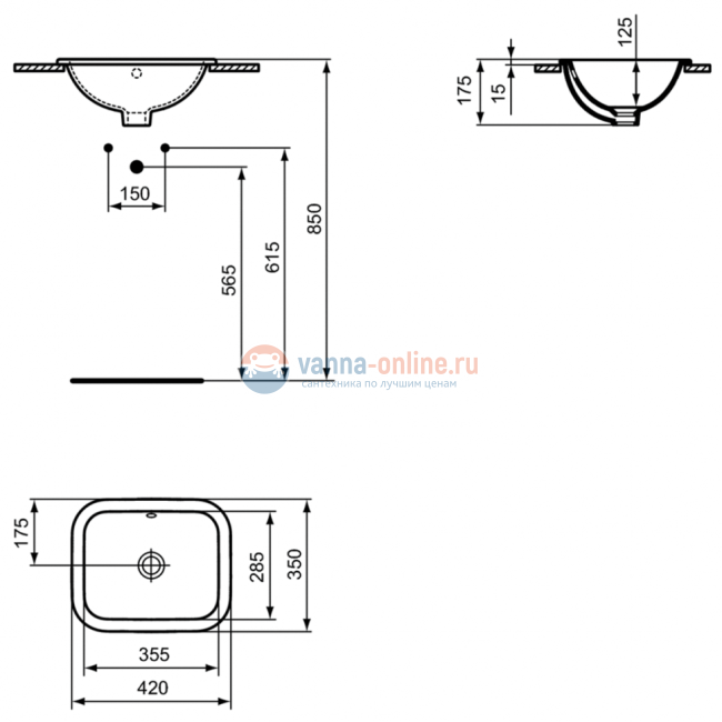 Раковина 42X35 см Ideal Standard CONNECT E505501