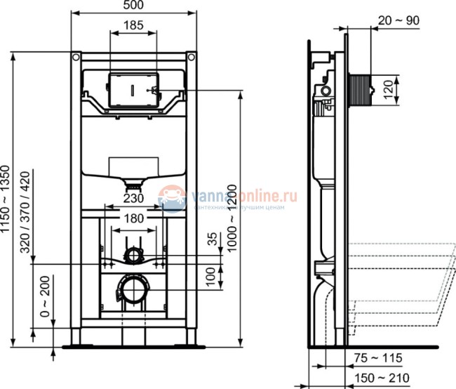 Встраиваемая инсталляция Ideal Standard PROSYS R009567