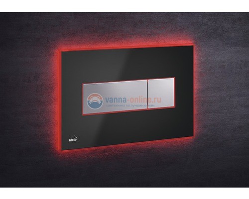 Кнопка управления AlcaPlast M1474-AEZ113 с цветной пластиной, светящаяся кнопка черная глянцевая, свет красный