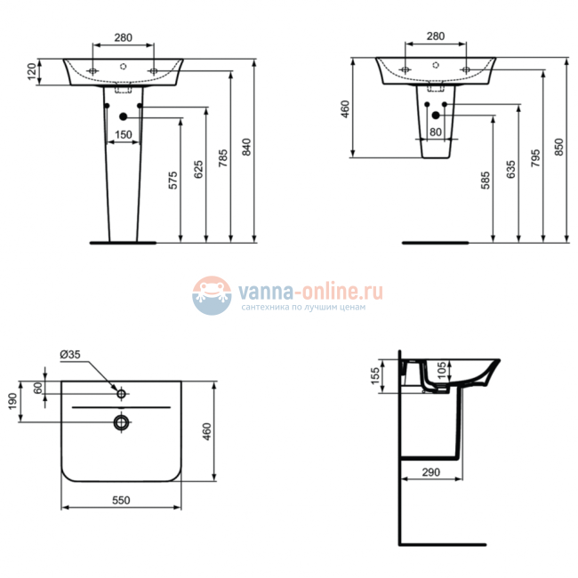 Колонна для раковины Ideal Standard CONNECT AIR E074901 Колонна для раковины Ideal Standard CONNECT AIR E074901