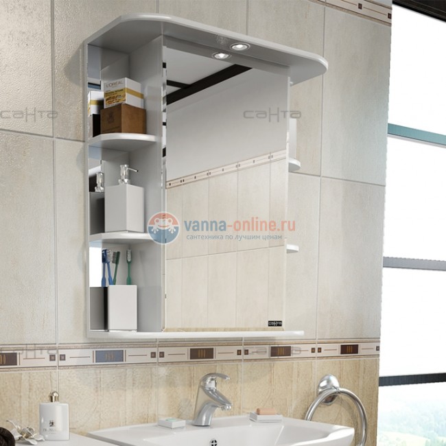 Зеркальный шкаф СаНта Герда 60 101042 с подсветкой, цвет белый Зеркальный шкаф СаНта Герда 60 101042 с подсветкой, цвет белый