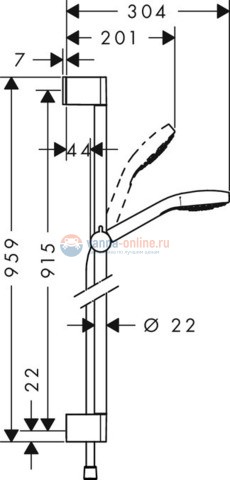 Душевой гарнитур Hansgrohe Croma Select S 1jet Uni 90 см, 26574400 Душевой гарнитур Hansgrohe Croma Select S 1jet Uni 90 см, 26574400