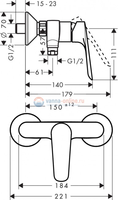 Комплект смесителей Hansgrohe Logis E 70 (b), 71177000+71610000+26532400