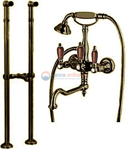 Смеситель Cezares First VDPS2-02-Nc цвет бронза, ручки орех