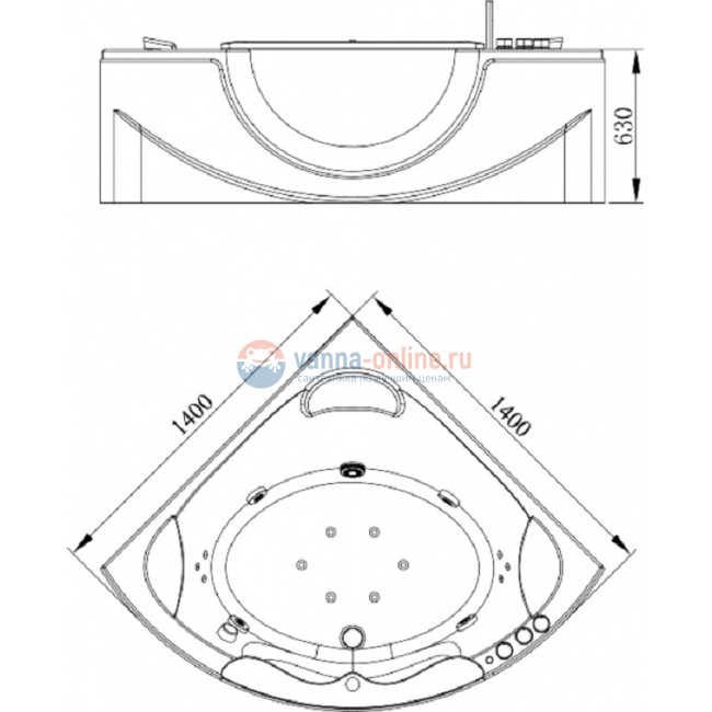 Ванна гидромассажная акриловая Orans BT-65103A, 140 х 140 см Ванна гидромассажная акриловая Orans BT-65103A, 140 х 140 см