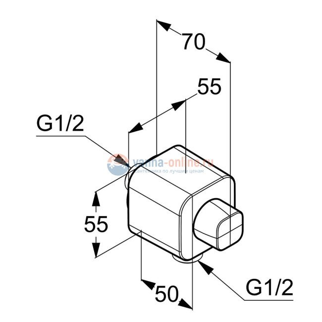Соединение Kludi A-Qa 6554405-00 для шланга с регулировкой расхода воды, с обратным клапаном