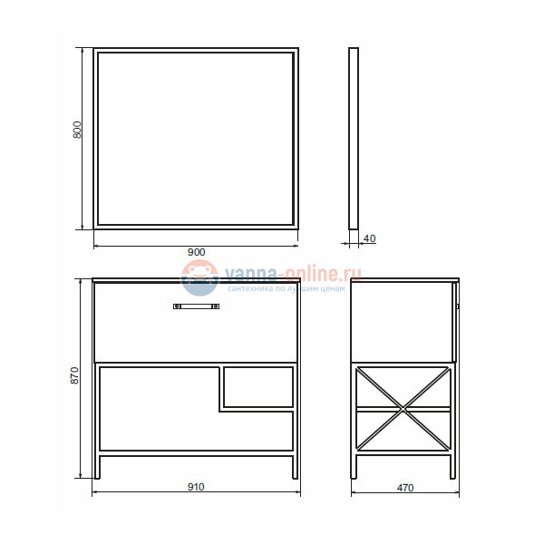 Зеркало Comfortу Бредфорд-90, черный Зеркало Comfortу Бредфорд-90, черный