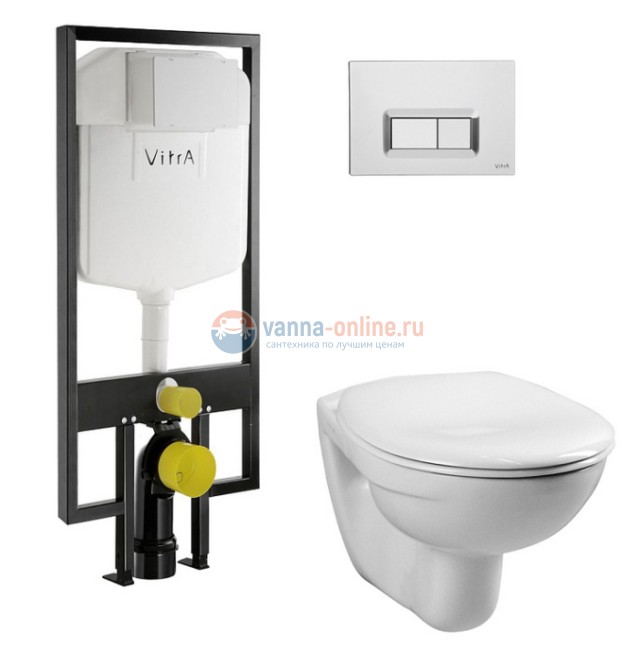Инсталляция с унитазом Vitra Normus 9773B003-7200, сиденье микролифт, клавиша хром
