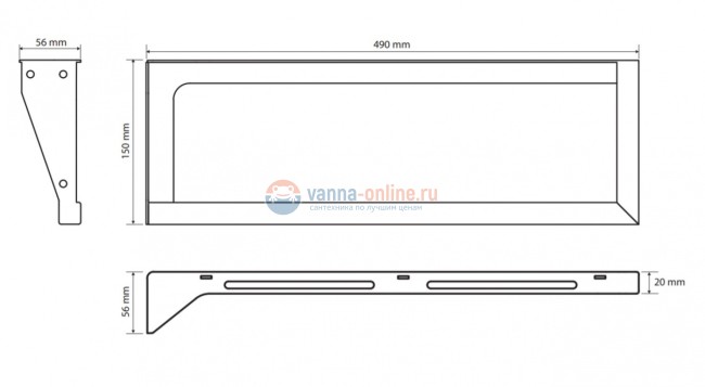 Консоль для раковины Bemeta Hotel 2015410 L/R 49 см, max нагрузка 50 кг, белый Консоль для раковины Bemeta Hotel 2015410 L/R 49 см, max нагрузка 50 кг, белый