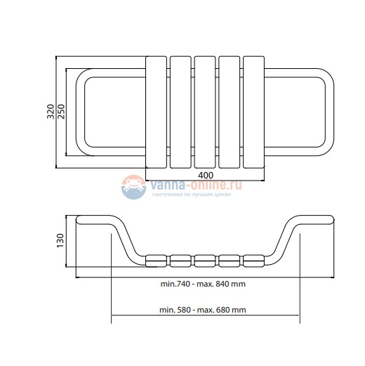 Сидeнье в ванну Bemeta Help 338125066 84 см, белый, хром глянцевый