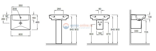 Раковина Jacob Delafon Reve E4802-00 60 х 46,5 см