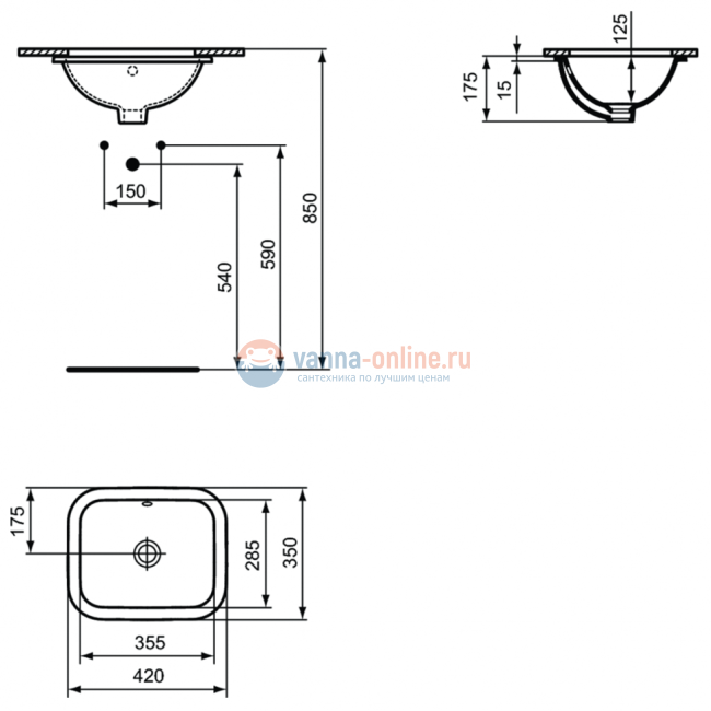 Раковина 42х35 см Ideal Standard CONNECT E505601