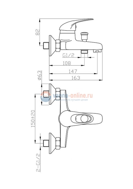 Смеситель Agger Move A0610000 для ванны и душа, хром