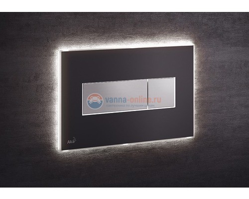 Кнопка управления AlcaPlast M1475-AEZ110 с цветной пластиной, светящаяся кнопка черная матовая, свет белый