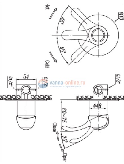 Смеситель Cezares Lira LIRA-DIM-03 для душа, золото Смеситель Cezares Lira LIRA-DIM-03 для душа, золото