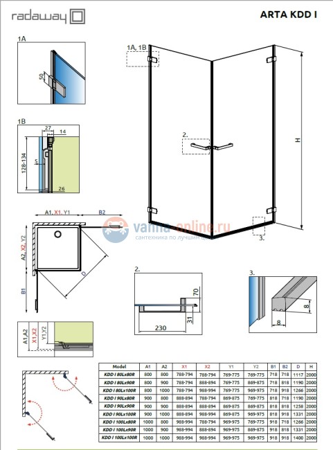 Душевой уголок Radaway Arta KDD I, 90 х 90 см, стекло прозрачное Душевой уголок Radaway Arta KDD I, 90 х 90 см, стекло прозрачное