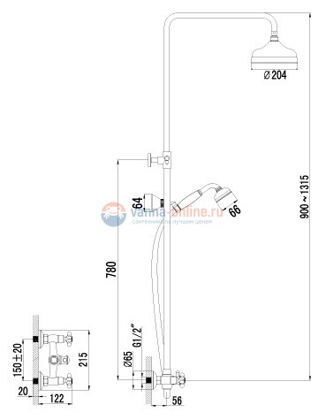 Душевая система Lemark Vintage LM2860B