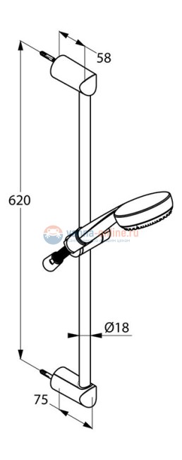 Душевой гарнитур Kludi Logo 3S 6836305-00, длина штанги 60 см, держатель хромированный пластик, цвет хром Душевой гарнитур Kludi Logo 3S 6836305-00, длина штанги 60 см, держатель хромированный пластик, цвет хром