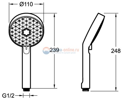 Душевая лейка Jacob Delafon Awaken Geometric E72415-TT, титан
