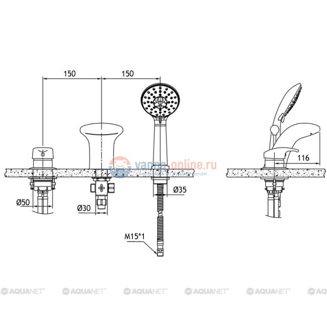Смеситель Bravat Cobra F5140197CP-1-RUS для ванны