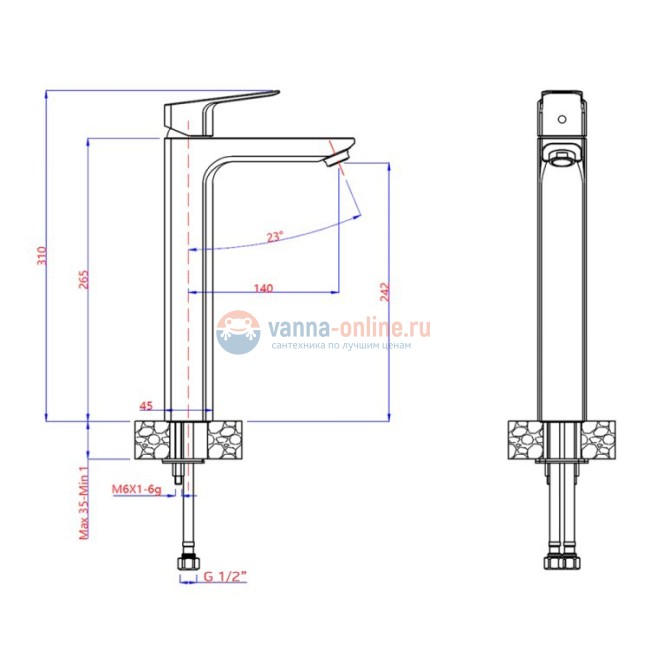 Смеситель для раковины Paini Viva Style без донного клапана, высокий, хром