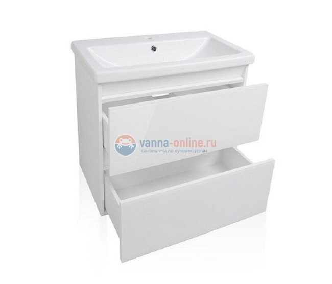 Тумба под раковину El Fante Даймонд 70, glass, СС-00000498, Люкс белая, plus, подвесная