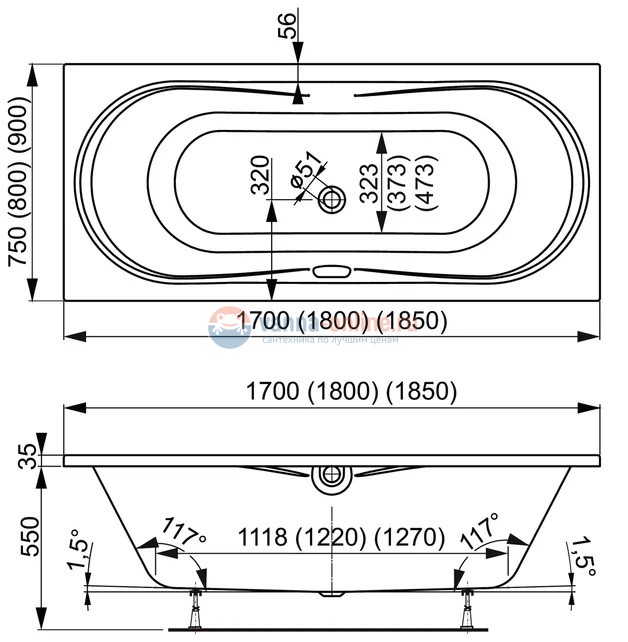 Акриловая ванна Vagnerplast Briana 170 x 75 см Акриловая ванна Vagnerplast Briana 170 x 75 см