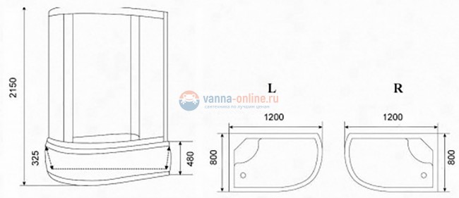 Душевая кабина Parly, B120 L/R, 120 x 80 см