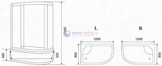Душевая кабина Parly, B120 L/R, 120 x 80 см