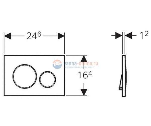 Клавиша Geberit Sigma Type 20 115.882.KN.1 рамка и кнопки: хром матовый, обод: хром глянец, двойной смыв