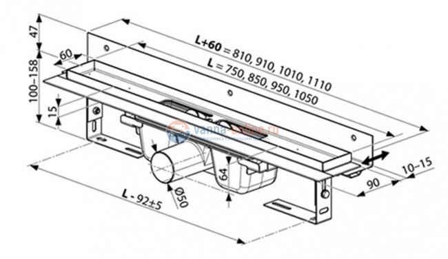 Душевой канал Ravak OZW 10° X01626, 75 см