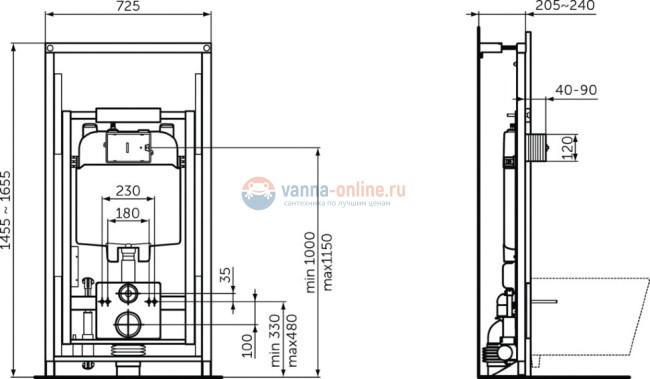 Встраиваемая инсталляция Ideal Standard PROSYS R0145A6