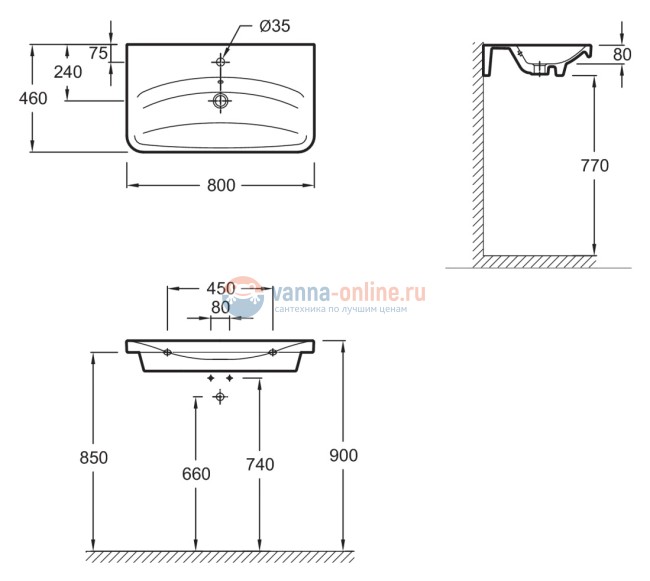 Раковина Jacob Delafon Replay E4486-00, 80 х 46 см