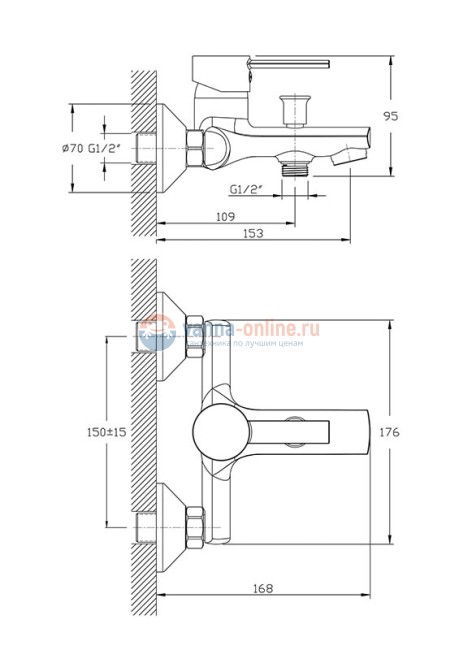 Смеситель Agger Punctual  A1610000 для ванны и душа, хром