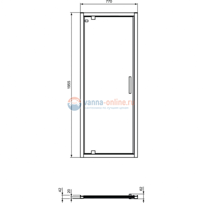 Распашная дверь в нишу 80 см Ideal Standard CONNECT 2 PV Pivot K9268V3